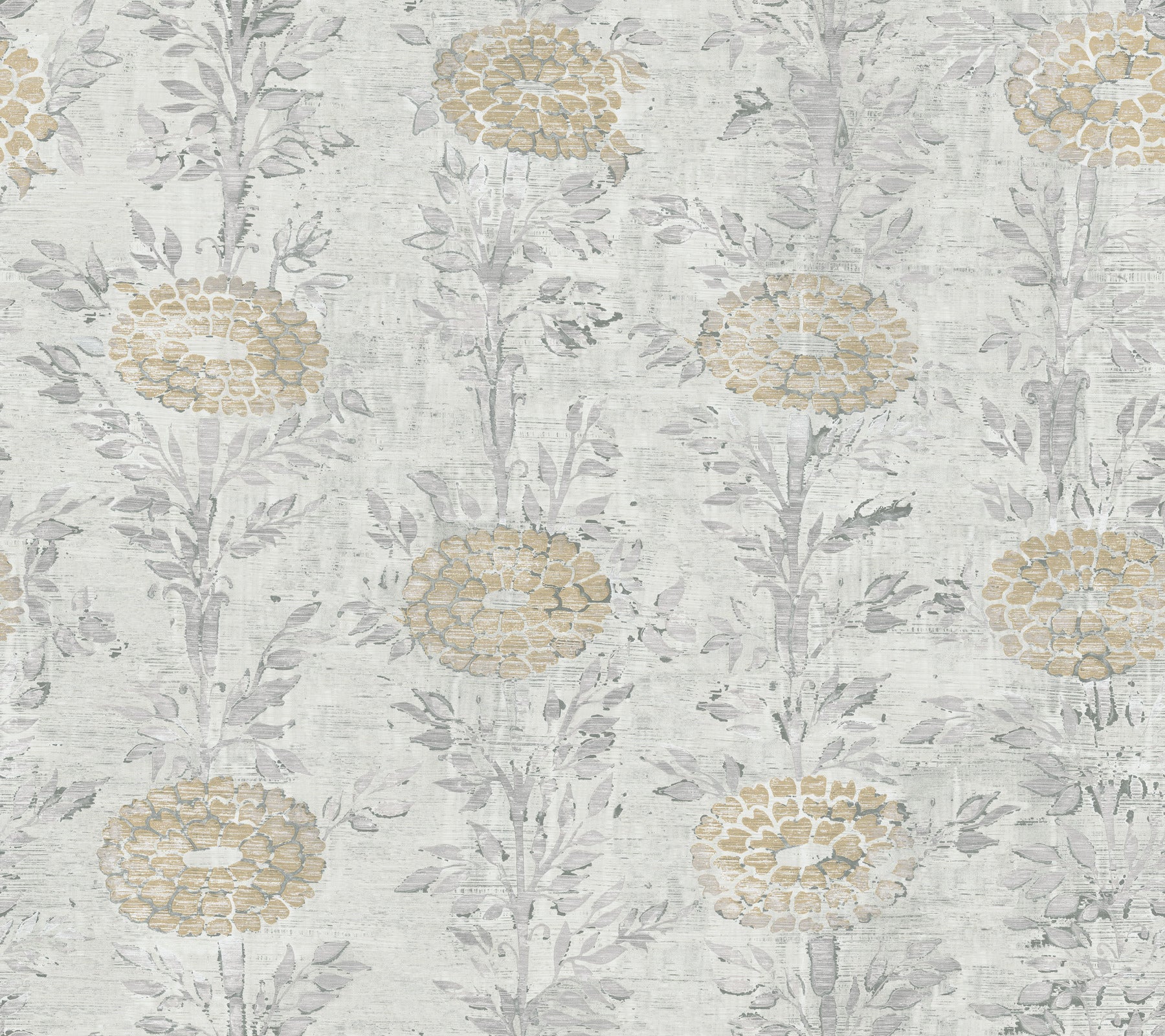 French Marigold Wallpaper- White/Gold - Double Roll