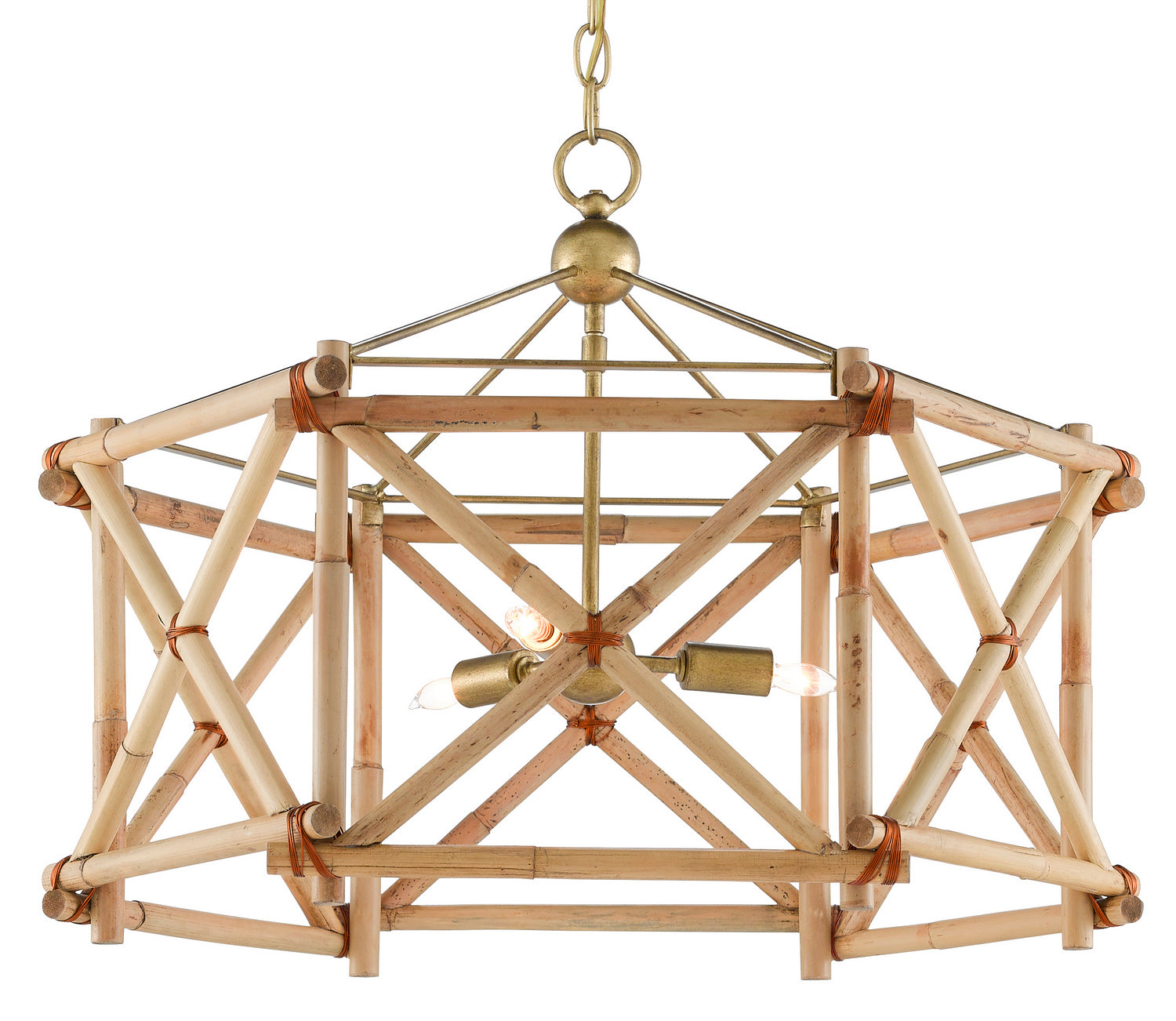 Currey and Company - 9000-0552 - Three Light Lantern - Natural/New Brass