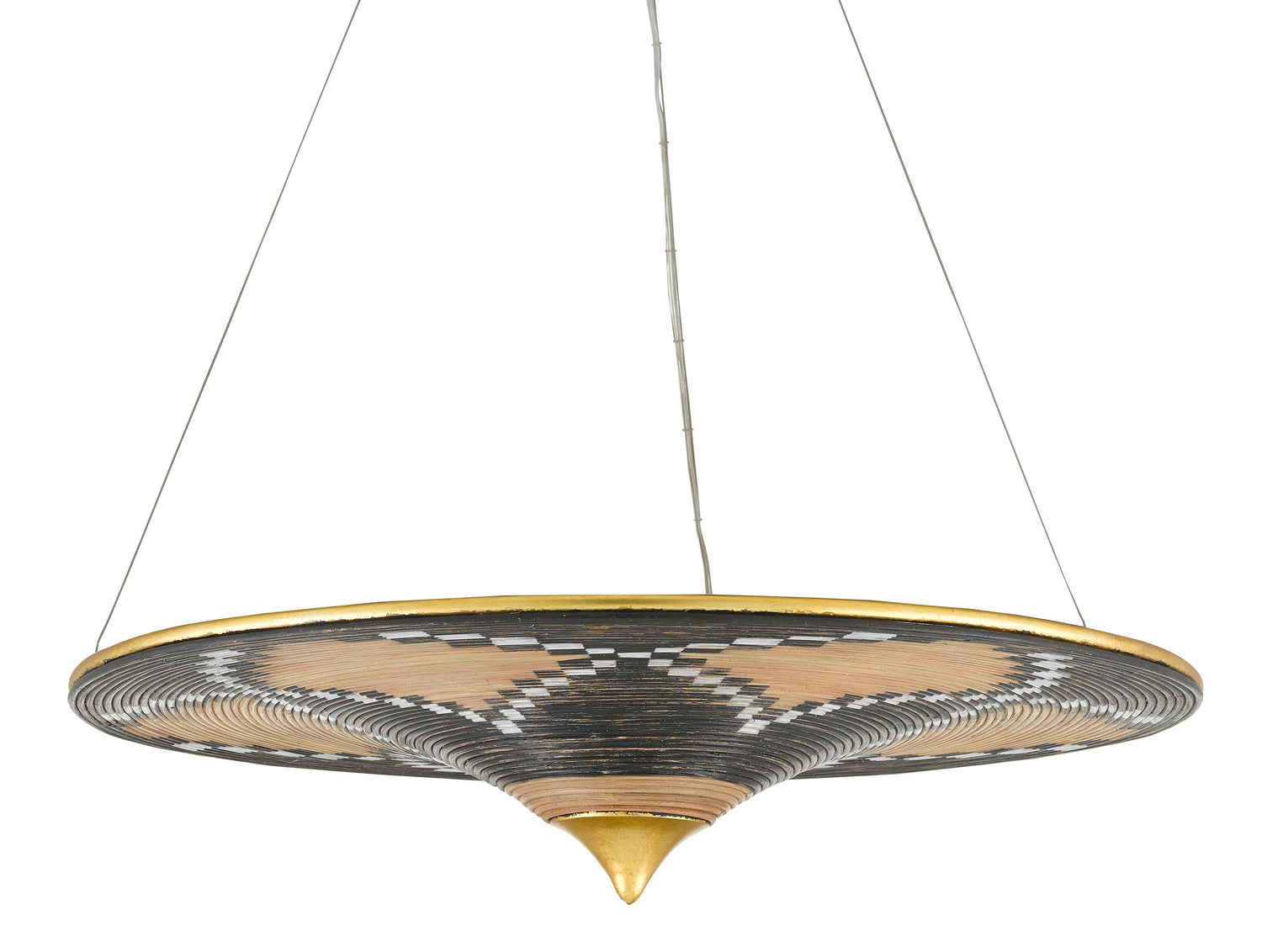 Currey and Company - 9000-0797 - Three Light Chandelier - Contemporary Gold Leaf/Distressed Black/Distressed White