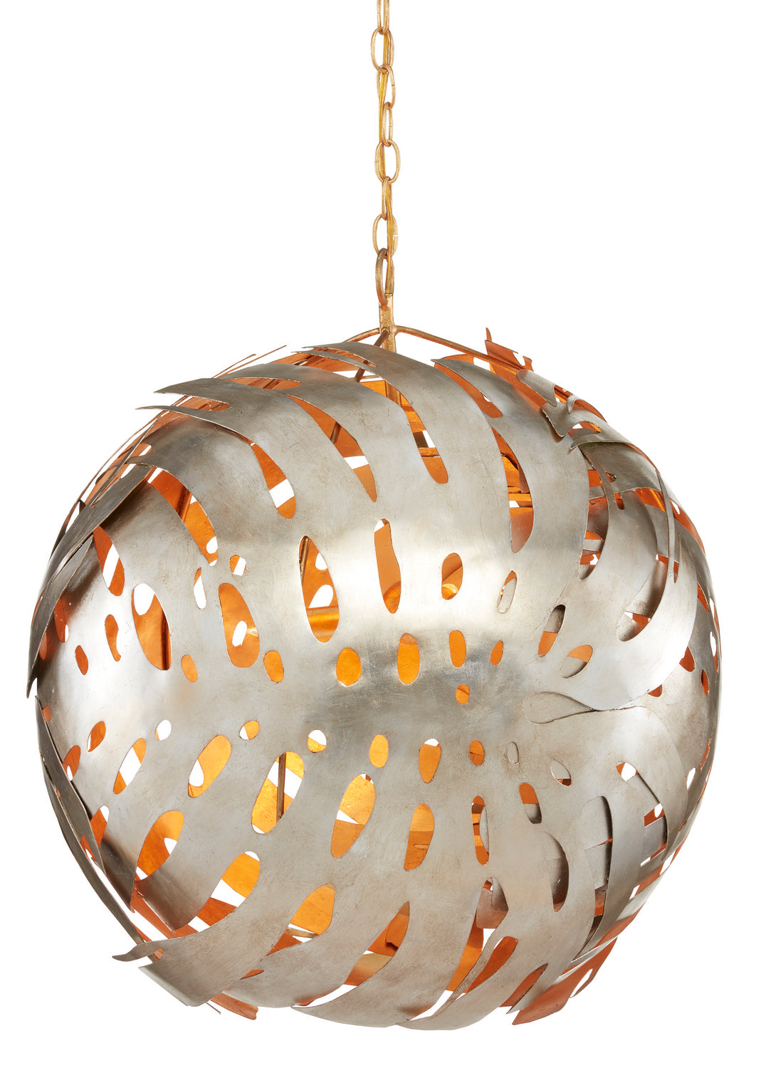 Currey and Company - 9000-0841 - Three Light Chandelier - Contemporary Silver Leaf/Contemporary Gold Leaf