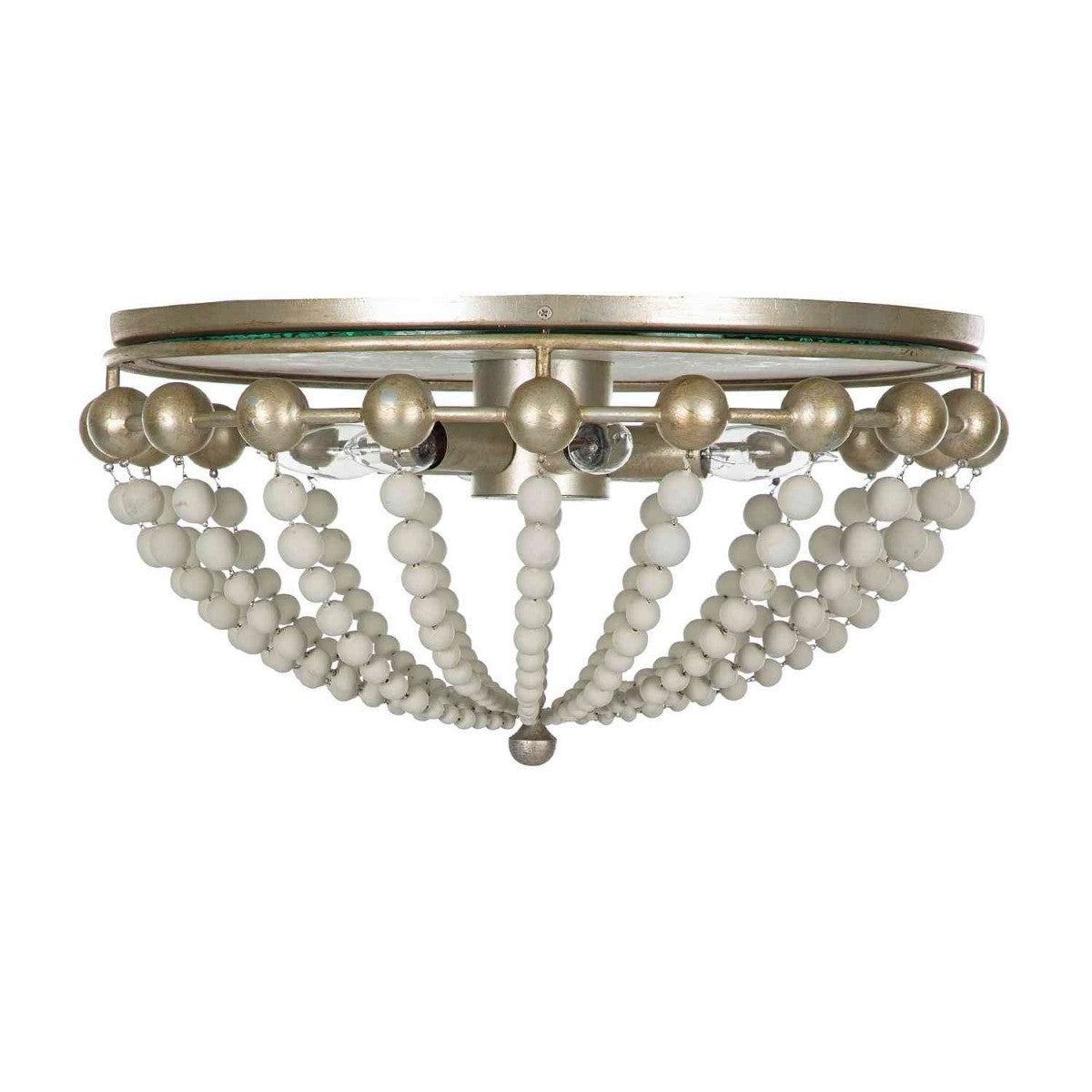 Gabby - SCH-170400 - Six Light Semi-Flush Mount - Abbey - Champagne Silver/Dove White/Antique Mirror