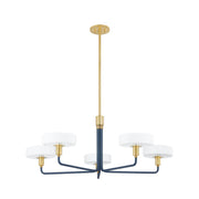 Mitzi - H886805-AGB/SBL - Five Light Chandelier - Aston - Aged Brass/Slate Blue