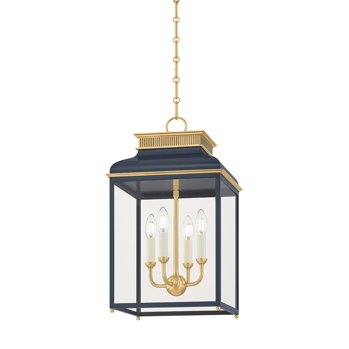 Hudson Valley - MDS2400-AGB/DBL - Four Light Lantern - Houghton - Aged Brass/Distressed Bronze