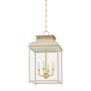 Hudson Valley - MDS2400-AGB/OW - Four Light Lantern - Houghton - Aged Brass/Off-White