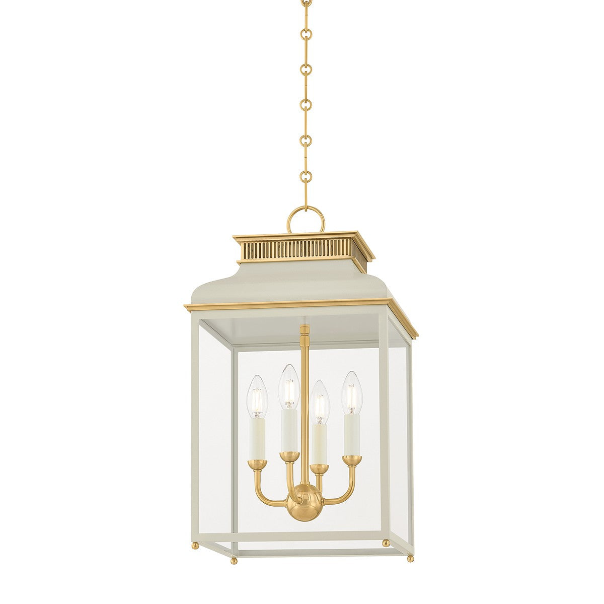 Hudson Valley - MDS2400-AGB/OW - Four Light Lantern - Houghton - Aged Brass/Off-White