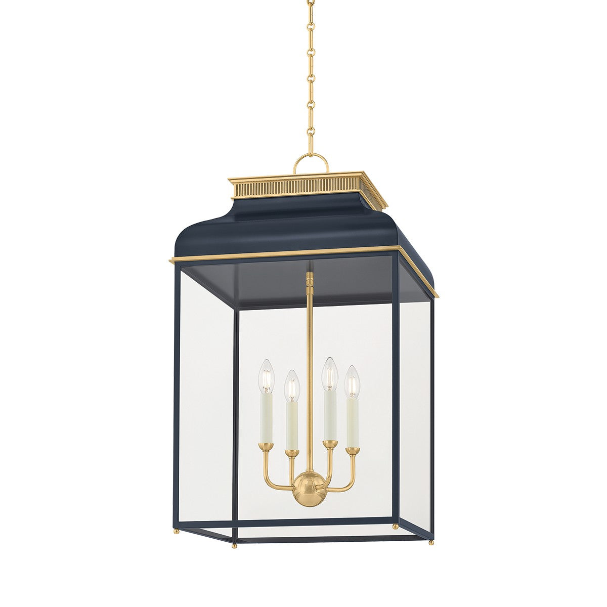 Hudson Valley - MDS2401-AGB/DBL - Four Light Lantern - Houghton - Aged Brass/Distressed Bronze