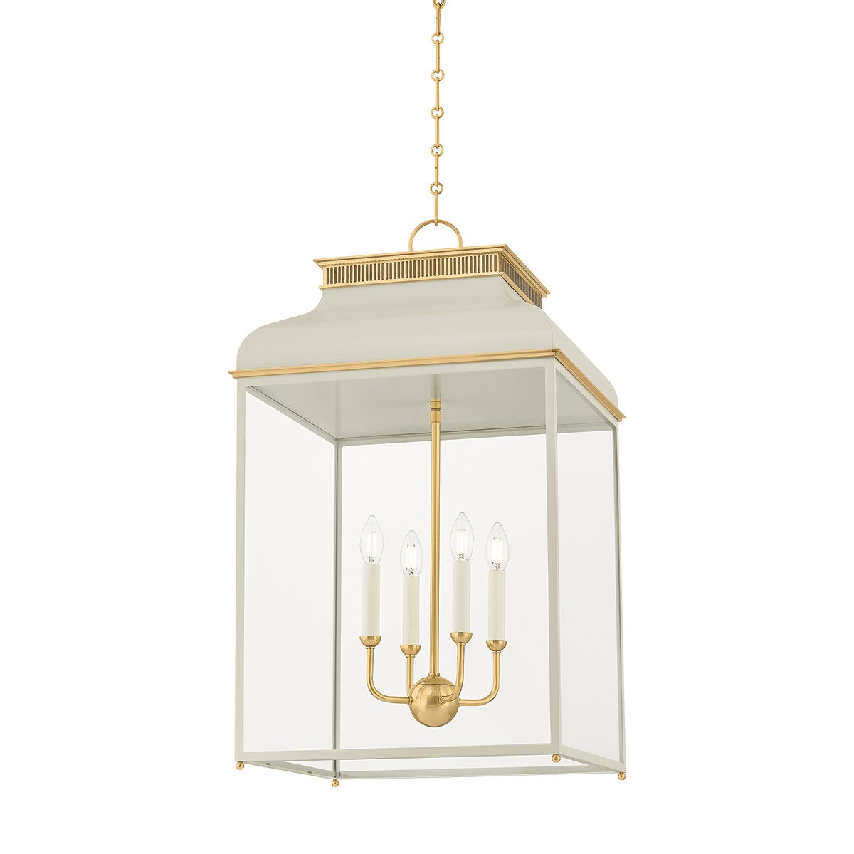 Hudson Valley - MDS2401-AGB/OW - Four Light Lantern - Houghton - Aged Brass/Off-White