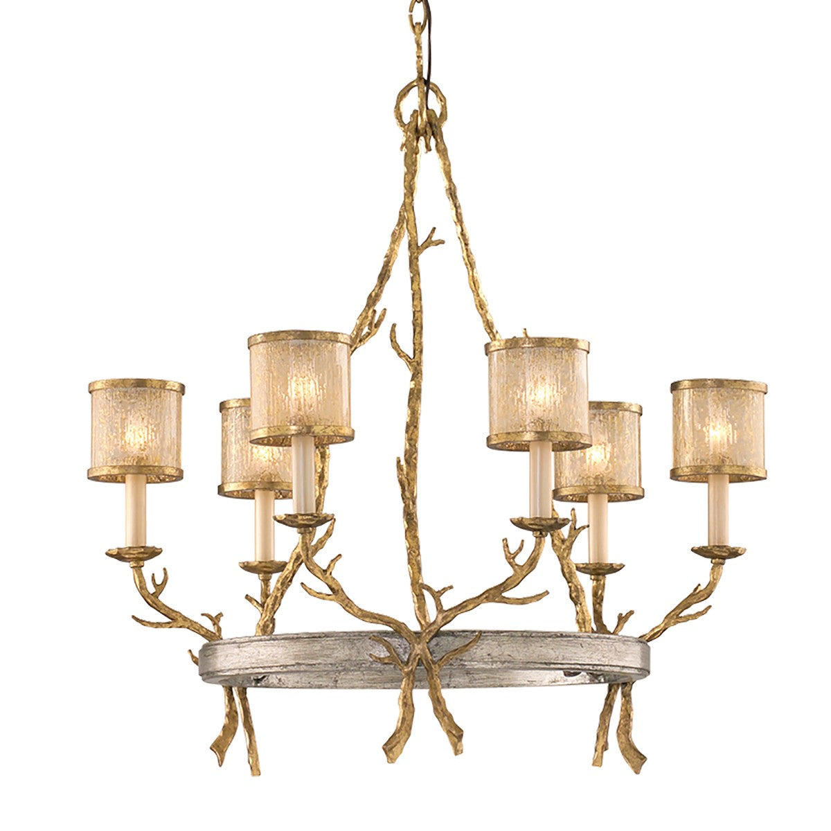 Corbett Lighting - 66-06-VGL/SSL - Six Light Chandelier - Parc Royale - Vintage Gold Leaf