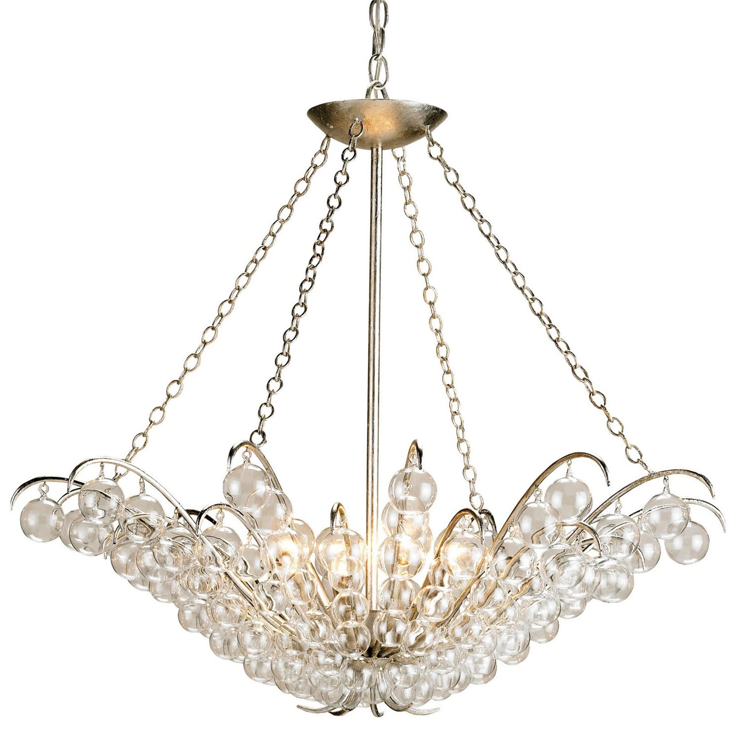 Currey and Company - 9000 - Four Light Chandelier - Contemporary Silver Leaf