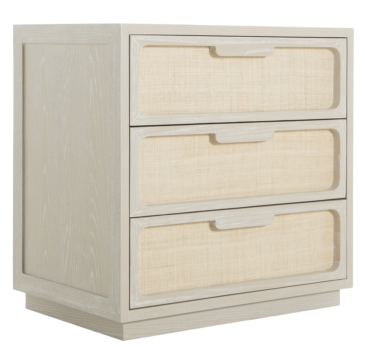 Serini Nightstand - Cerused White Natural Seagrass