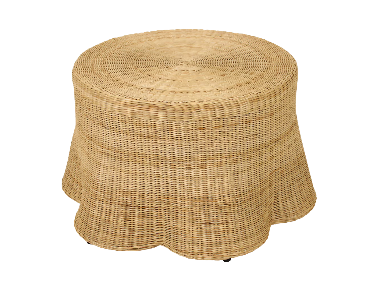 Bonnie Rattan Scalloped Coffee Table, Natural