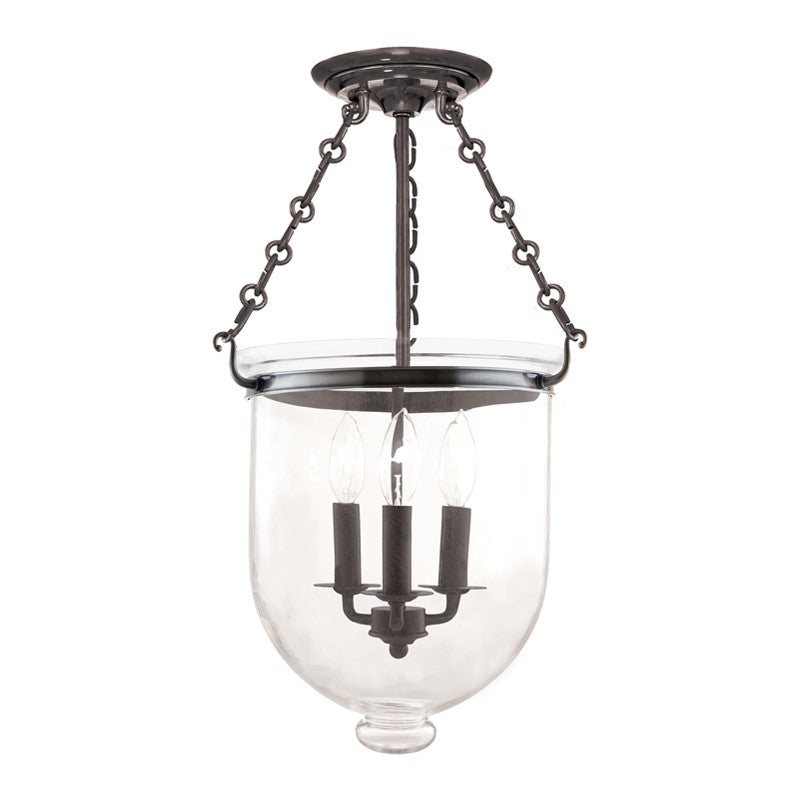Hudson Valley - 253-HN-C1 - Three Light Semi Flush Mount - Hampton - Historic Nickel