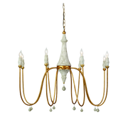 Clay Chandelier - Vintage Gold Distressed Ivory