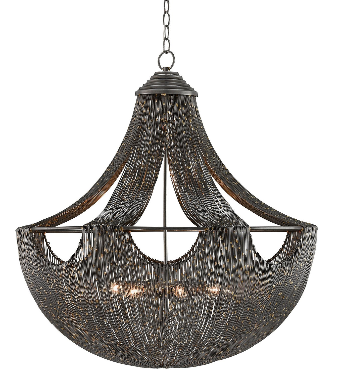Currey and Company - 9000-0018 - Six Light Chandelier - Natural Iron/Brass