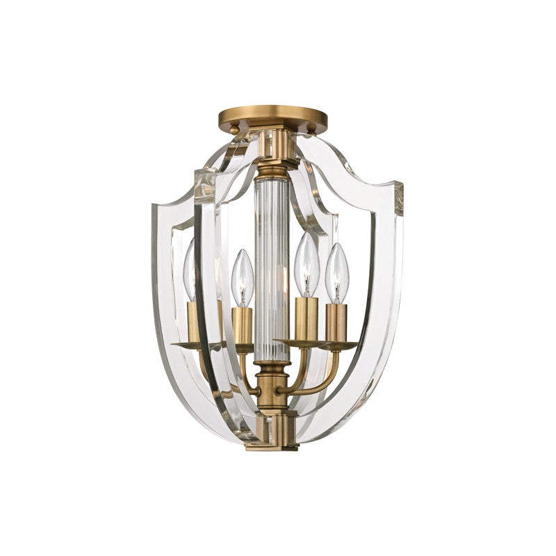 Hudson Valley - 6500-AGB - Four Light Semi Flush Mount - Arietta - Aged Brass
