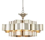 Currey and Company - 9000-0051 - Six Light Chandelier - Contemporary Silver Leaf
