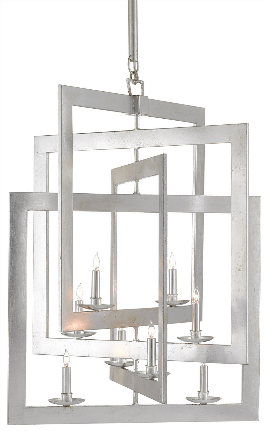 Currey and Company - 9000-0056 - Eight Light Chandelier - Contemporary Silver Leaf