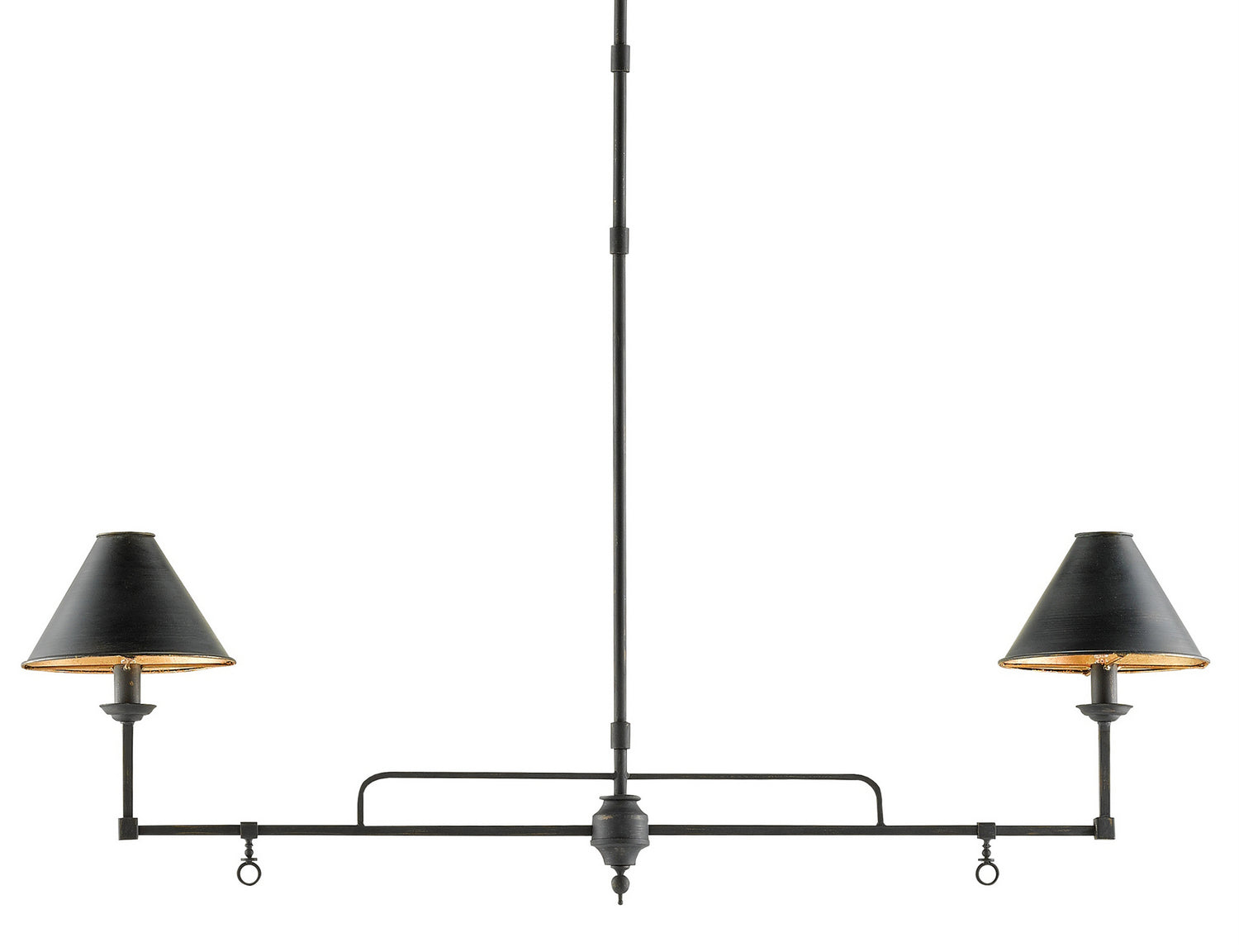 Currey and Company - 9000-0114 - Two Light Chandelier - French Black/Contemporary Gold Leaf Interior