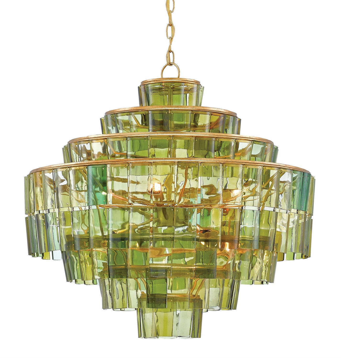 Currey and Company - 9000-0148 - Eight Light Chandelier - Dark Contemporary Gold Leaf/Green