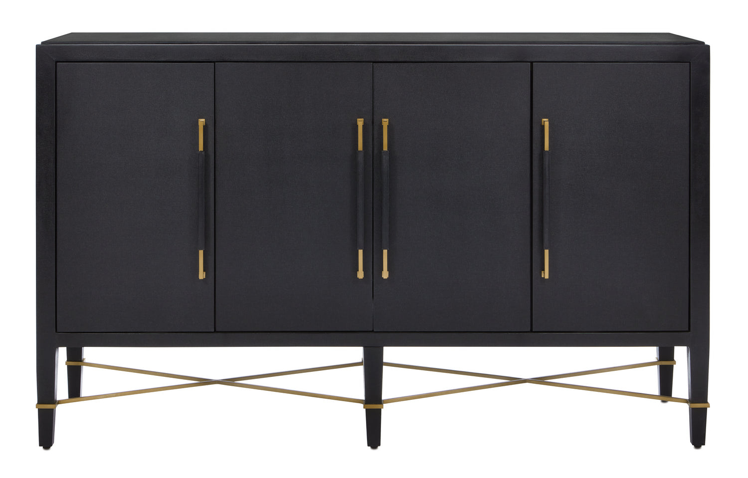 Currey and Company - 3000-0037 - Sideboard - Black Lacquered Linen/Champagne