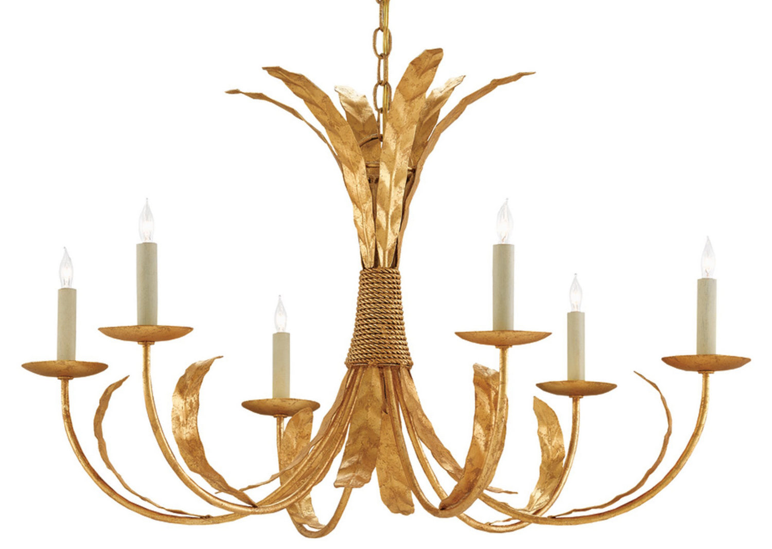 Currey and Company - 9000-0186 - Six Light Chandelier - Grecian Gold Leaf