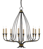 Currey and Company - 9000-0214 - Eight Light Chandelier - French Black/Gold Leaf