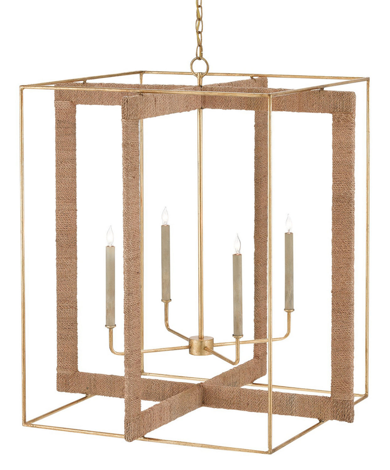 Currey and Company - 9000-0217 - Four Light Lantern - Contemporary Gold Leaf/Natural