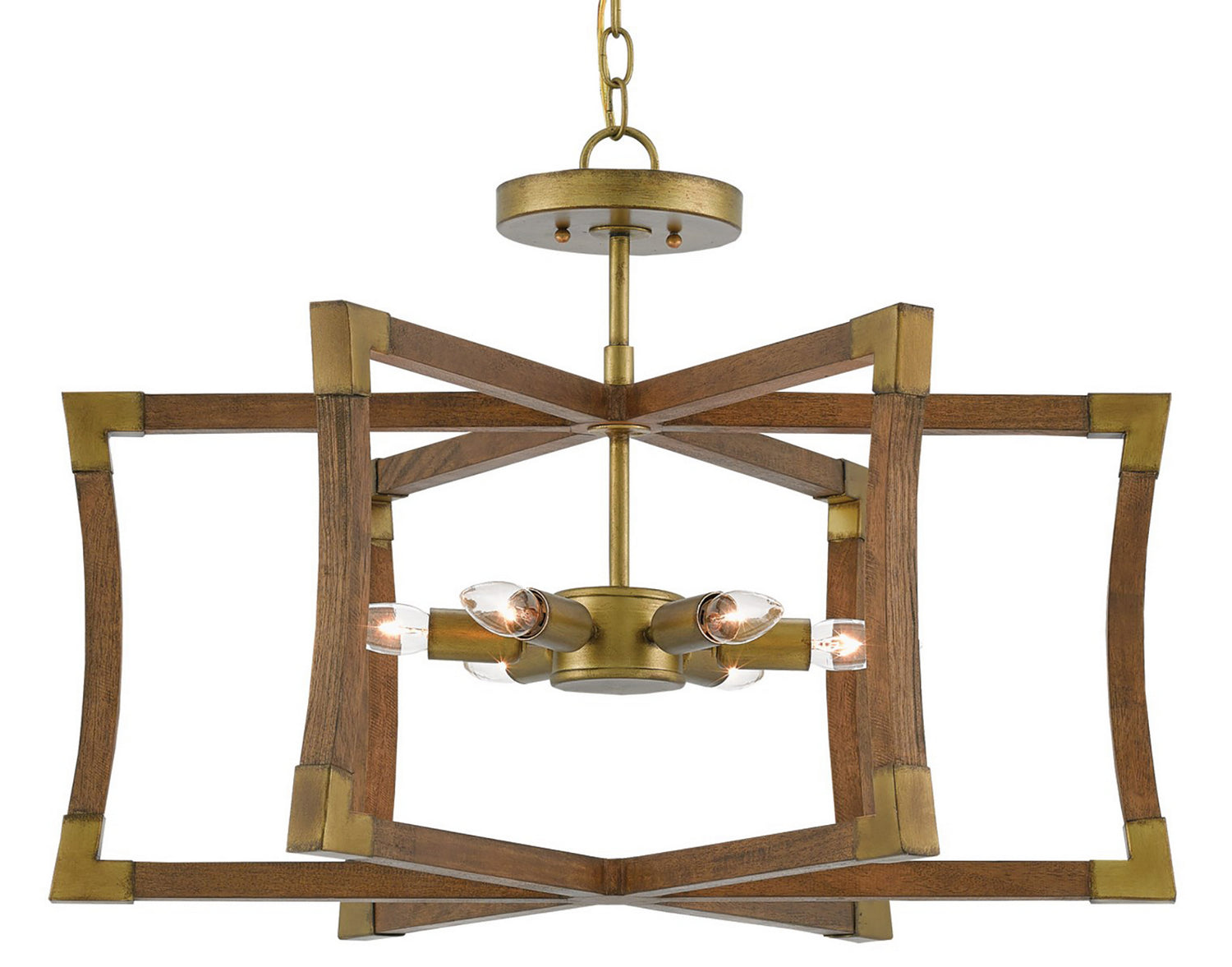 Currey and Company - 9000-0221 - Six Light Lantern - Chestnut/Brass