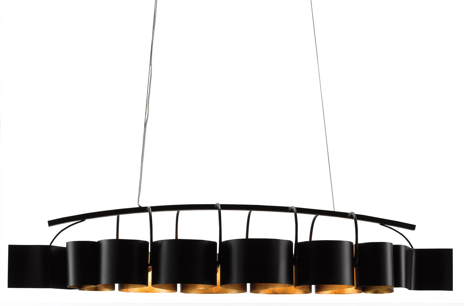 Currey and Company - 9000-0262 - Eight Light Chandelier - Satin Black/Contemporary Gold Leaf