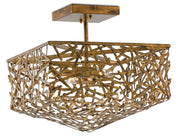 Currey and Company - 9000-0304 - Two Light Semi-Flush Mount - Hand Rubbed Gold Leaf