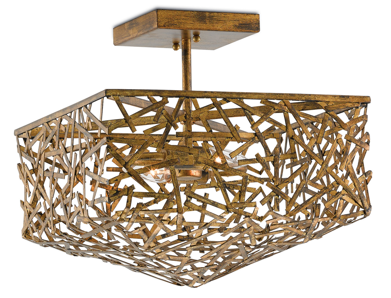 Currey and Company - 9000-0304 - Two Light Semi-Flush Mount - Hand Rubbed Gold Leaf