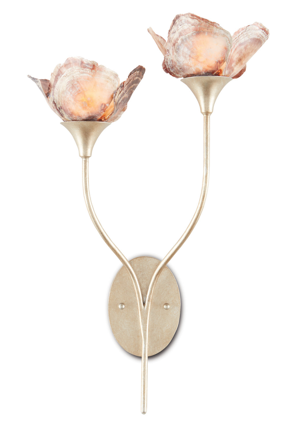 Currey and Company - 5000-0138 - Two Light Wall Sconce - Silver Leaf/Natural