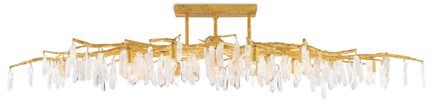 Currey and Company - 9000-0423 - 14 Light Semi-Flush Mount - Washed Lucerne Gold/Natural