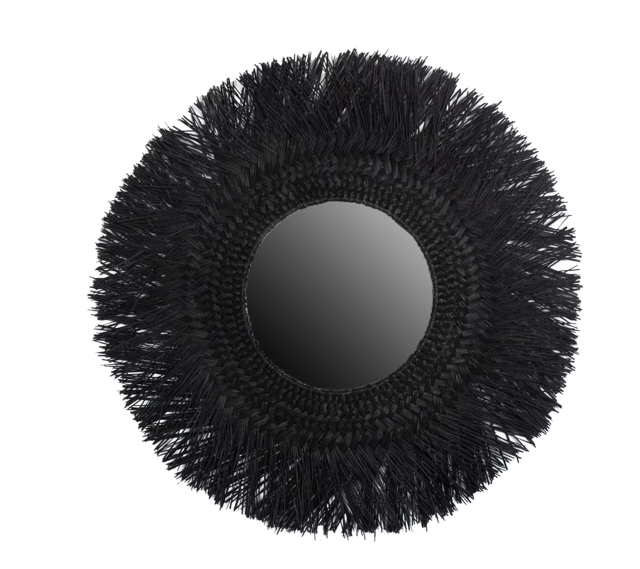 Cade Angled Brush Edge Braided Seagrass Mirror, Black