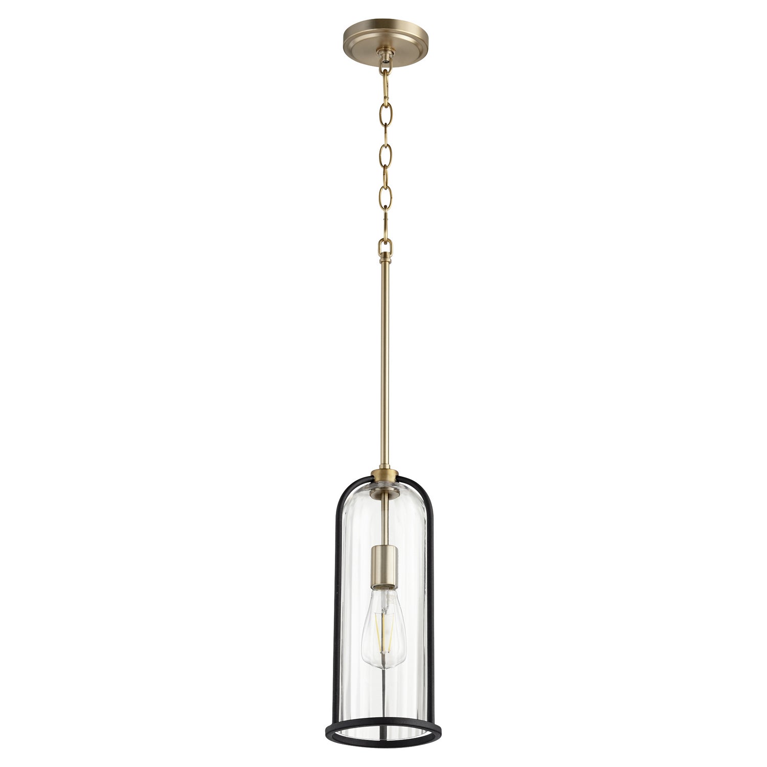 Quorum - 307-6980 - One Light Pendant - Espy - Textured Black|Aged Brass