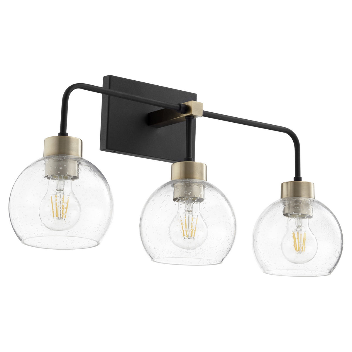 Quorum - 532-3-6980 - Three Light Vanity - Lacy - Textured Black|Aged Brass