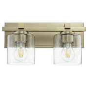 Quorum - 5669-2-280 - Two Light Wall Mount - KAPLAN - Aged Brass|Clear Seeded