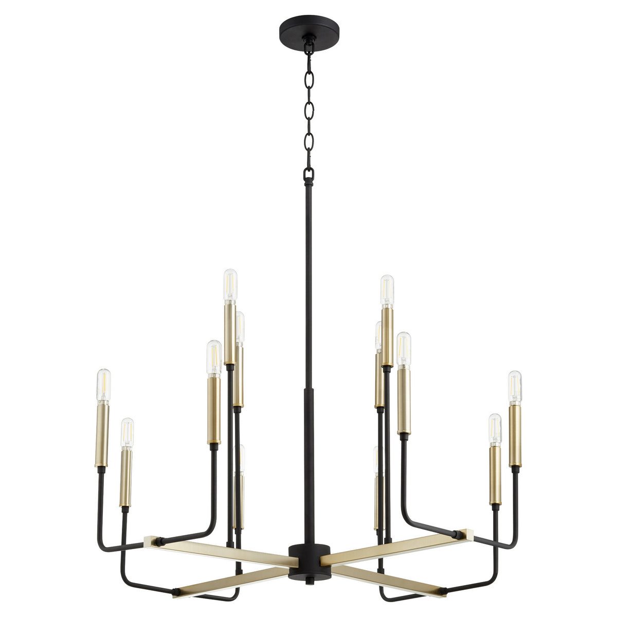 Quorum - 631-126980 - 12 Light Chandelier - Lacy - Textured Black|Aged Brass