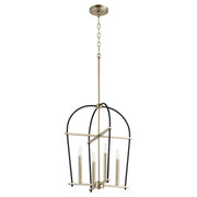 Quorum - 687-4-6980 - Four Light Entry Pendant - Espy - Textured Black|Aged Brass