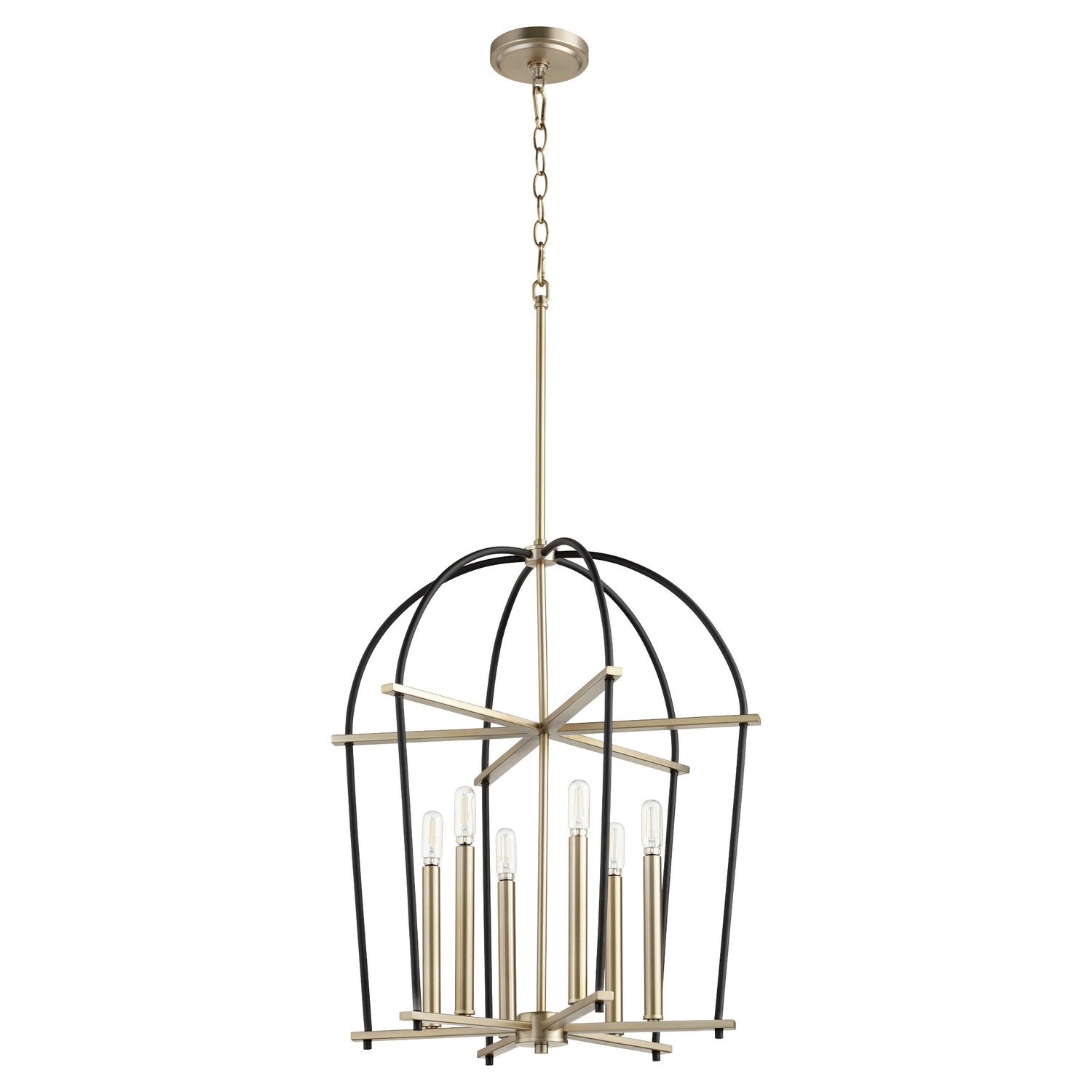 Quorum - 687-6-6980 - Six Light Entry Pendant - Espy - Textured Black|Aged Brass