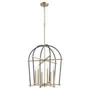 Quorum - 687-6-6980 - Six Light Entry Pendant - Espy - Textured Black|Aged Brass