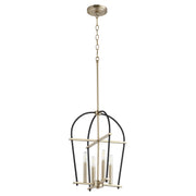 Quorum - 687-6980 - Four Light Entry Pendant - Espy - Textured Black|Aged Brass