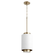 Quorum - 8008-0880 - One Light Pendant - Cylinder Pendants - Studio White|Aged Brass