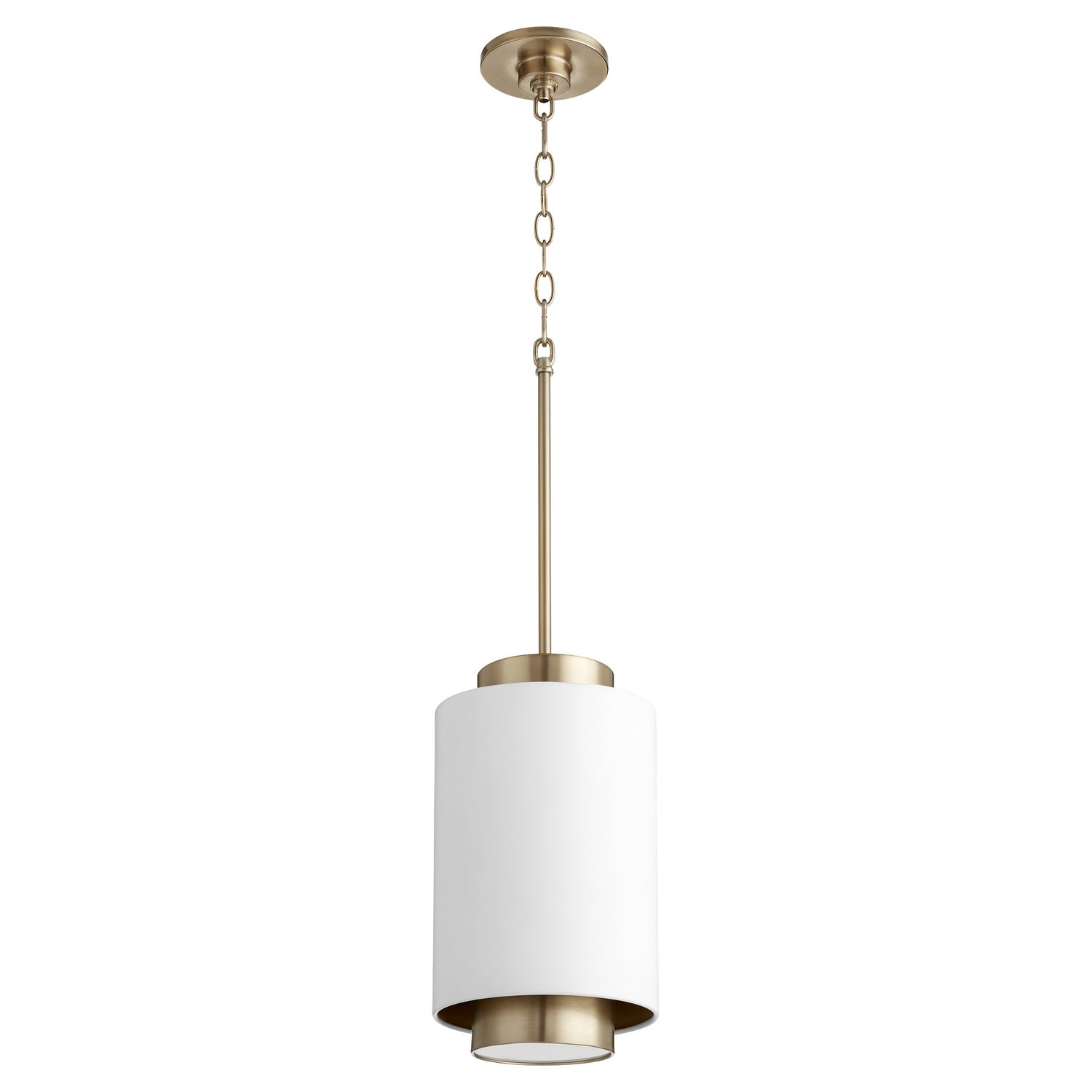 Quorum - 8008-0880 - One Light Pendant - Cylinder Pendants - Studio White|Aged Brass