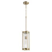 Quorum - 809-80 - One Light Pendant - Chisseled Pendants - Aged Brass|Clear Chisseled Glass