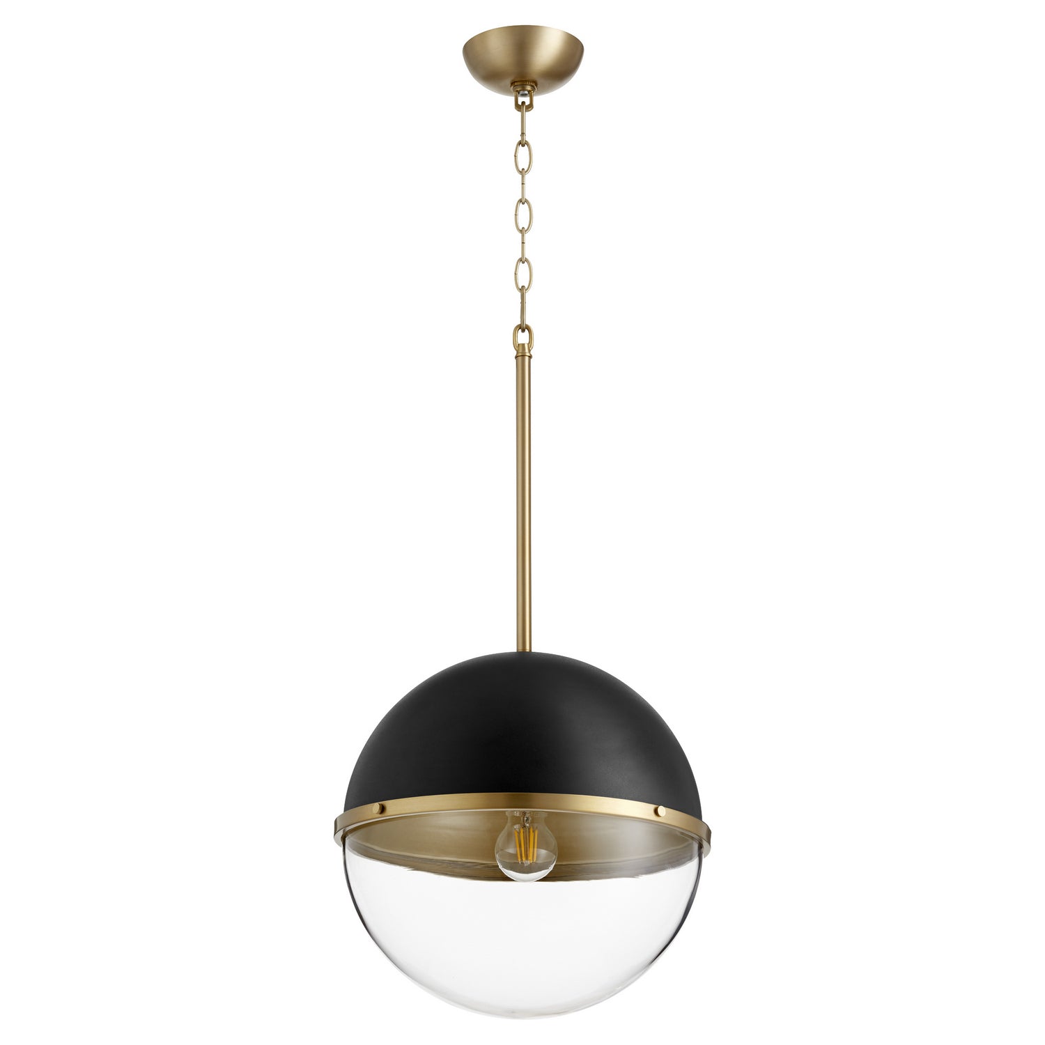 Quorum - 83-14-6980 - One Light Pendant - Sphere Pendants - Textured Black|Aged Brass
