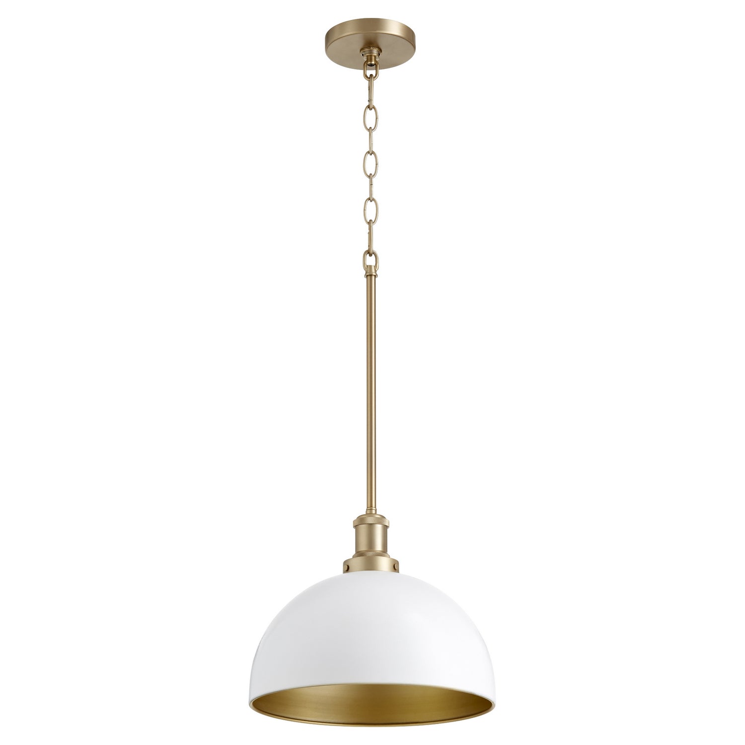 Quorum - 876-0880 - One Light Pendant - 876 Dome Pendants - Studio White|Aged Brass