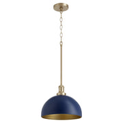 Quorum - 876-3280 - One Light Pendant - 876 Dome Pendants - Blue|Aged Brass