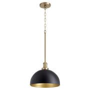 Quorum - 876-6980 - One Light Pendant - 876 Dome Pendants - Textured Black|Aged Brass