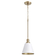 Quorum - 877-0880 - One Light Pendant - 877 Cone Pendants - Studio White|Aged Brass